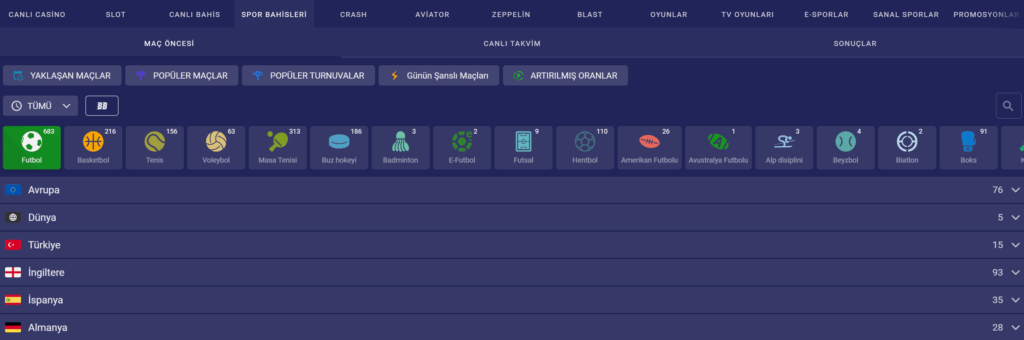 Piabella Casino spor bahislerinin önizlemesi 